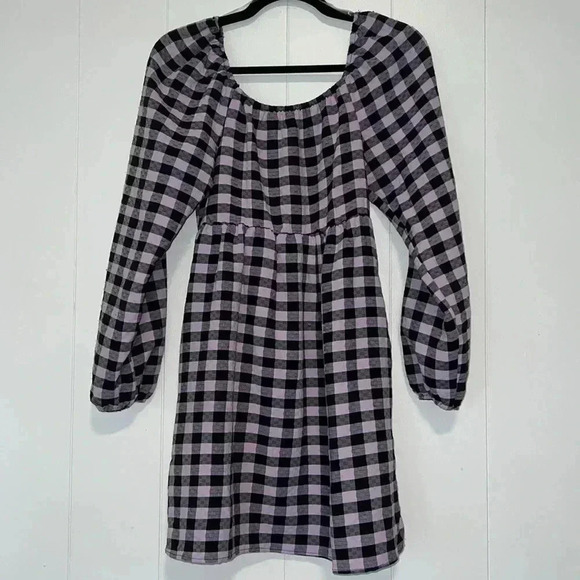Wild Fable Lilac and Black Checkered Dress H19 - Picture 2 of 4